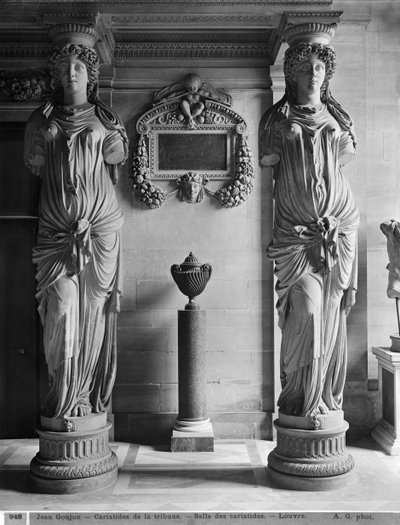 View of two caryatids from the Caryatids